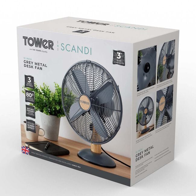 Tower Scandi 12" Metal Desk Fan